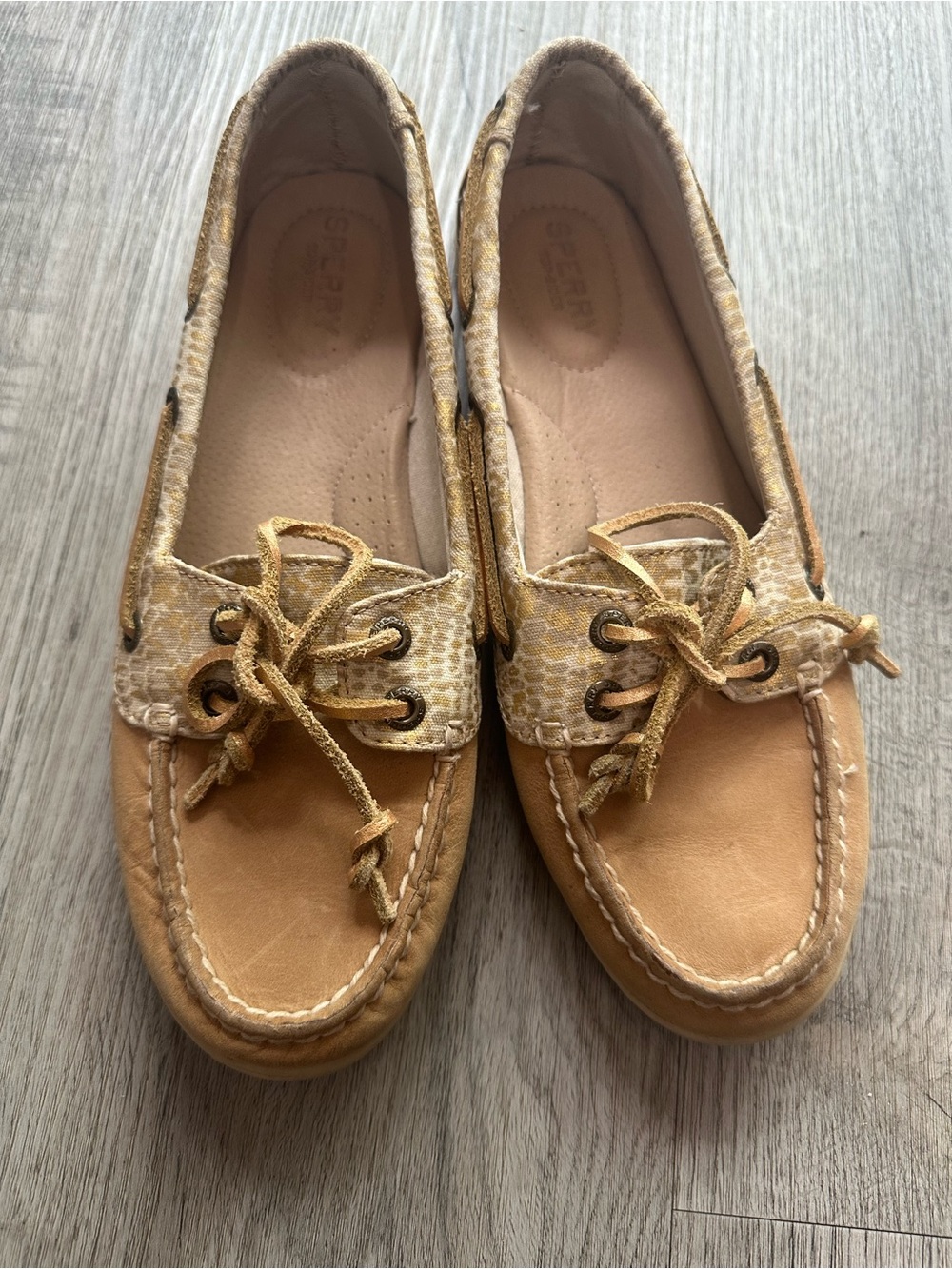 Sperry Women's Tan Snake-Print Moccasin Boat Shoes - Picture 2 of 10